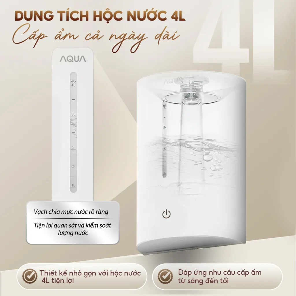 Ảnh Máy phun sương tạo ẩm AQUA HUS201T 4L, phun sương cấp ẩm, điều khiển cảm ứng đơn giản 4