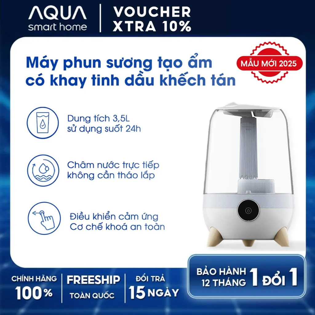 Review Máy Phun Sương Tạo Ẩm AQUA HUS101R 3.5L: Cấp Ẩm & Khuếch Tán Tinh Dầu Hiệu Quả