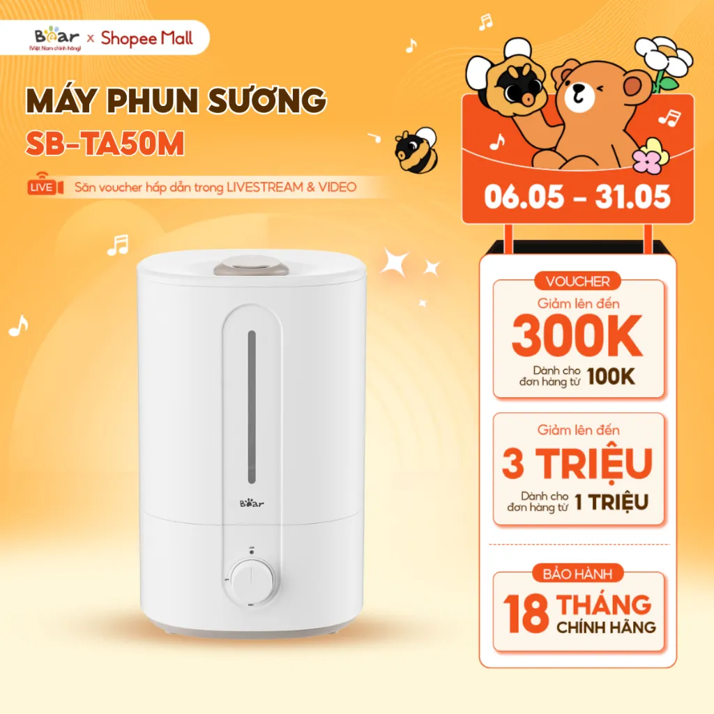 Đánh Giá Máy Phun Sương Tạo Ẩm Bear 5L SB-TA50M | Kháng Khuẩn 99.9%