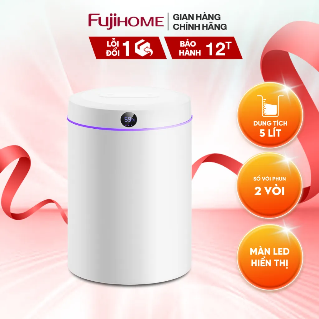 Đánh Giá Máy Phun Sương Tạo Ẩm FUJIHOME HM05B: Xông Tinh Dầu, Màn LED, 5L