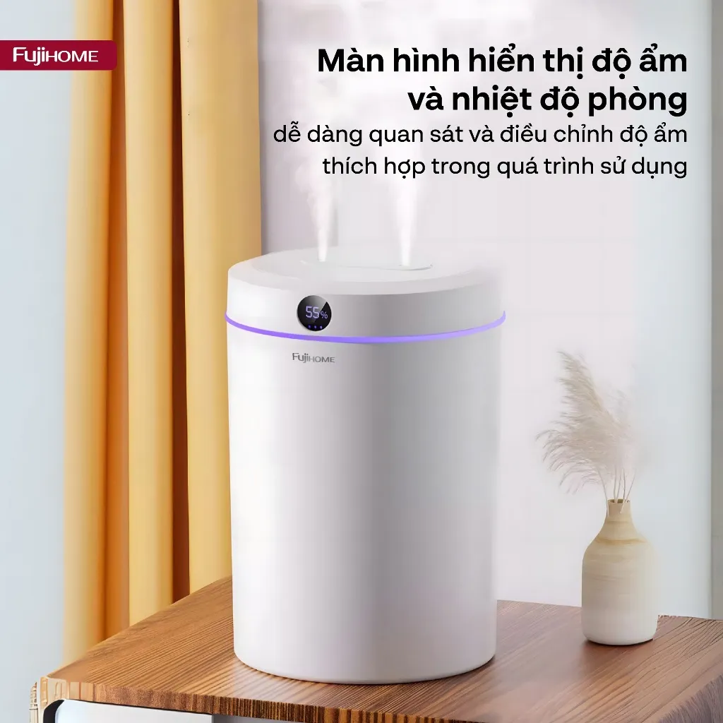 Ảnh Máy phun sương tạo ẩm FUJIHOME HM05B xông tinh dầu, 3 tốc độ phun, màn led và đèn led hiển thị 3