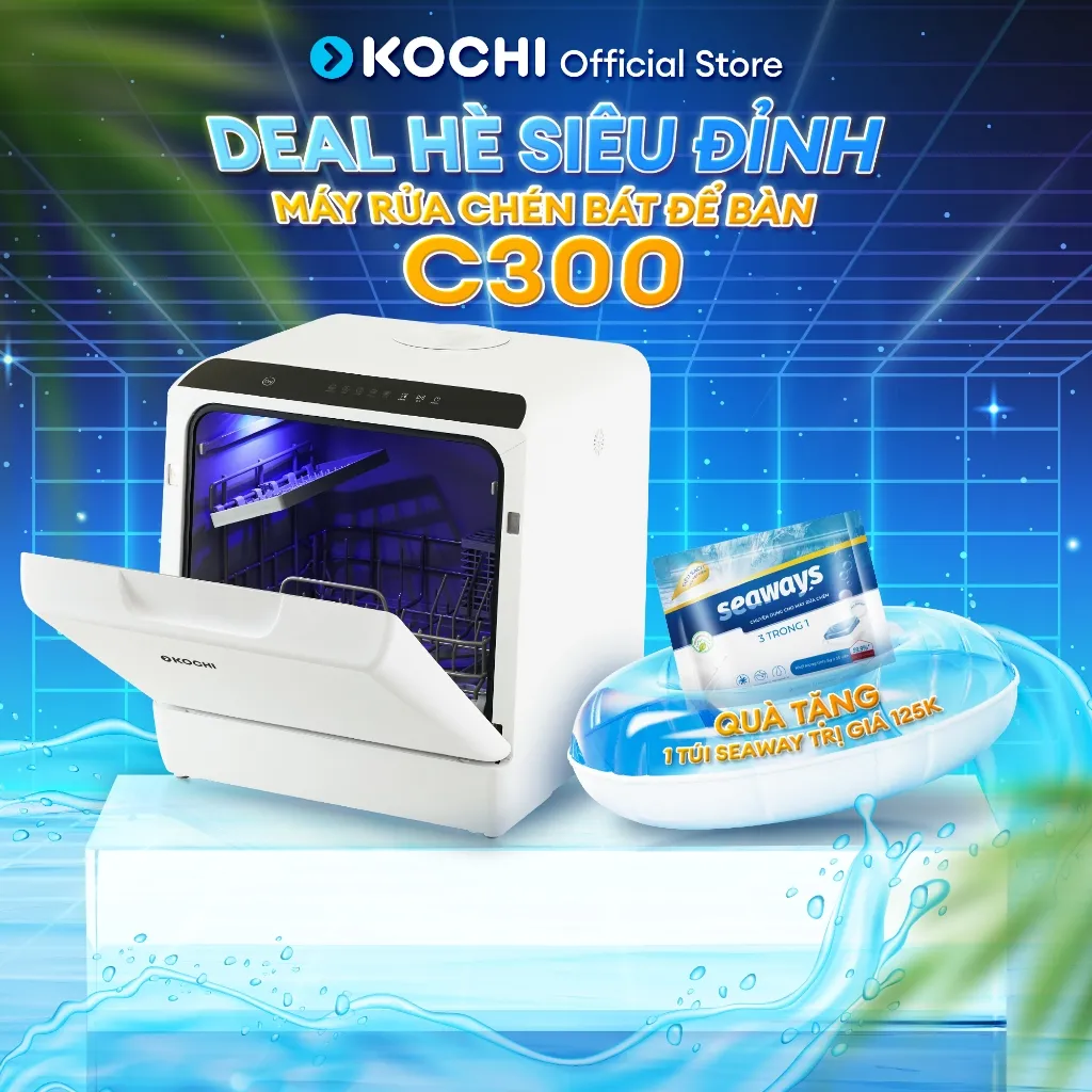 Ảnh Máy rửa chén bát để bàn KOCHI C300 - Không cần lắp đặt - Chứa 4 bộ - Rửa nước nóng & Sấy nóng diệt khuẩn 1