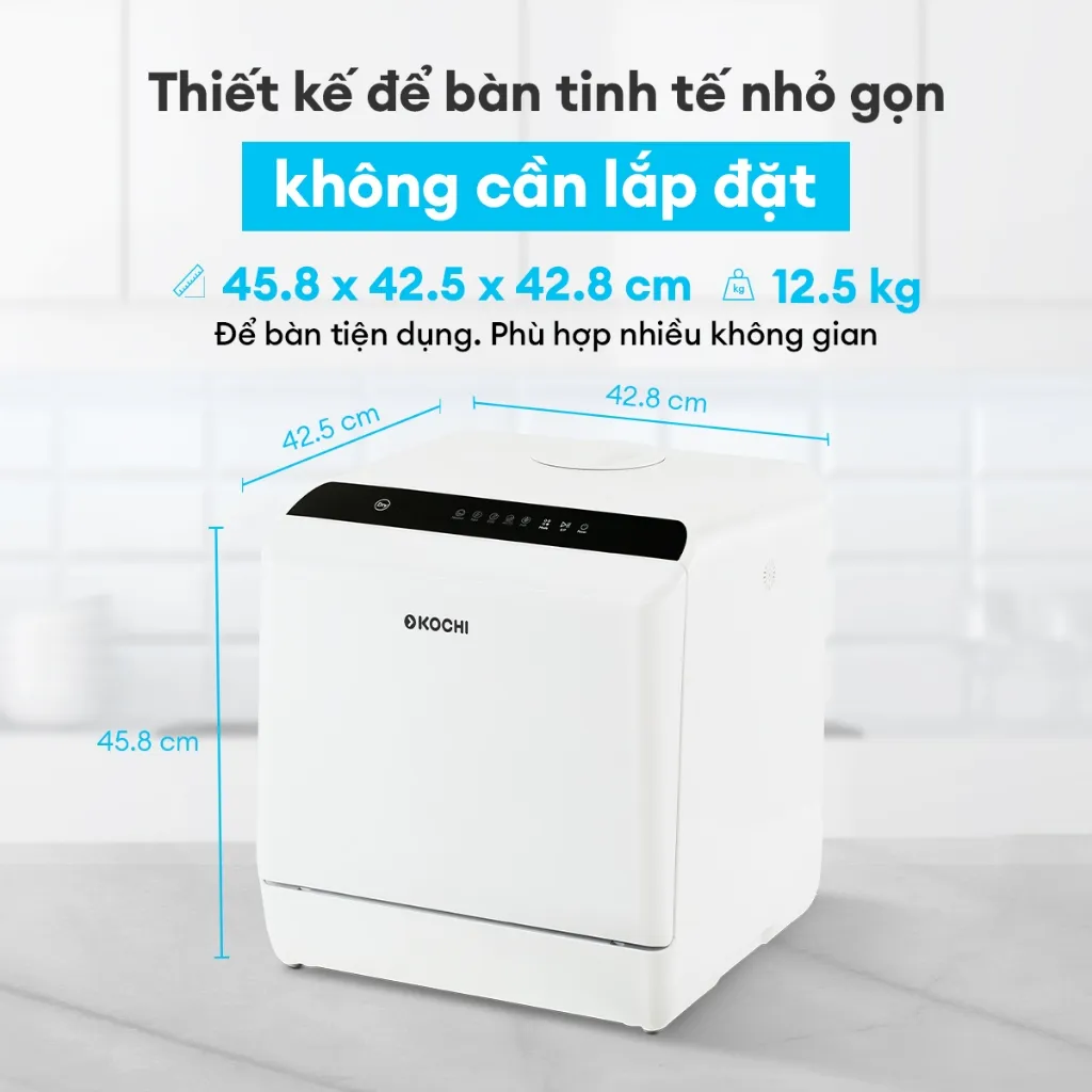 Ảnh Máy rửa chén bát để bàn KOCHI C300 - Không cần lắp đặt - Chứa 4 bộ - Rửa nước nóng & Sấy nóng diệt khuẩn 2
