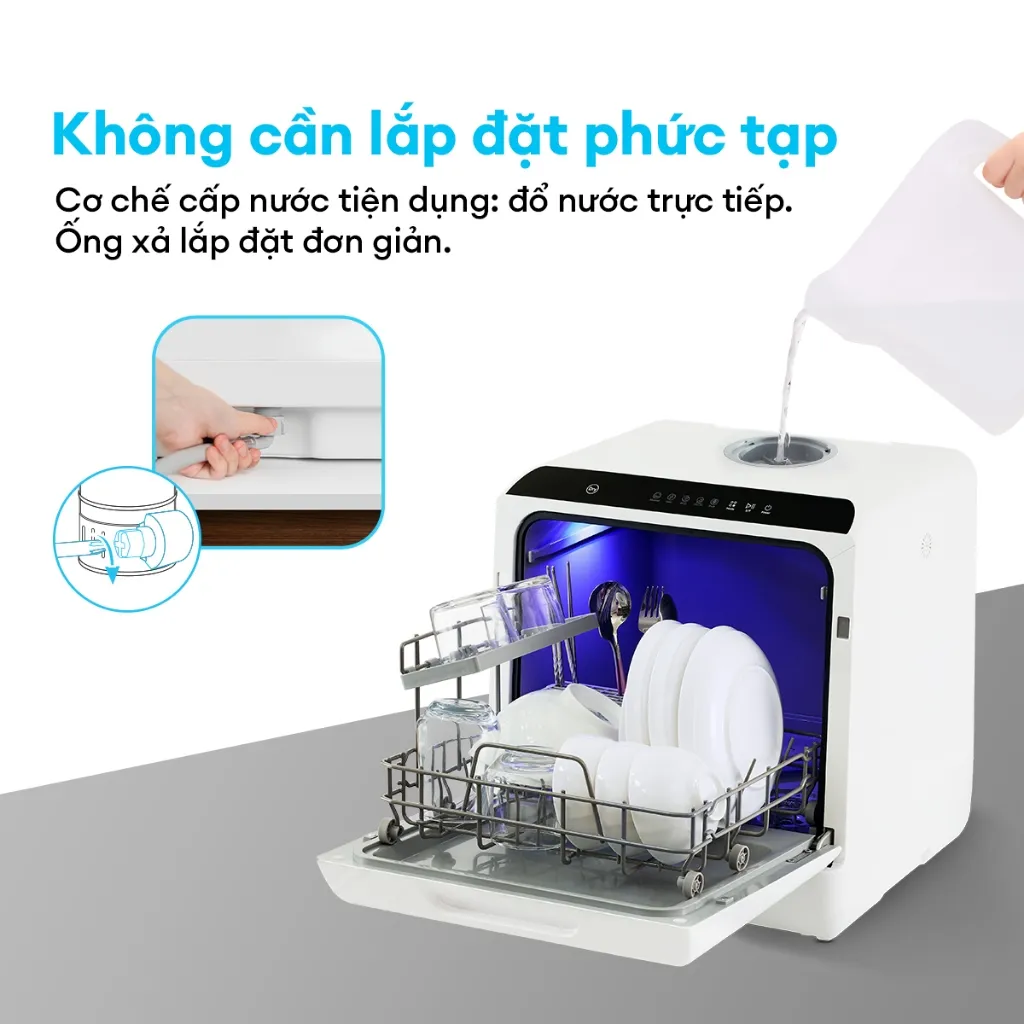 Ảnh Máy rửa chén bát để bàn KOCHI C300 - Không cần lắp đặt - Chứa 4 bộ - Rửa nước nóng & Sấy nóng diệt khuẩn 3