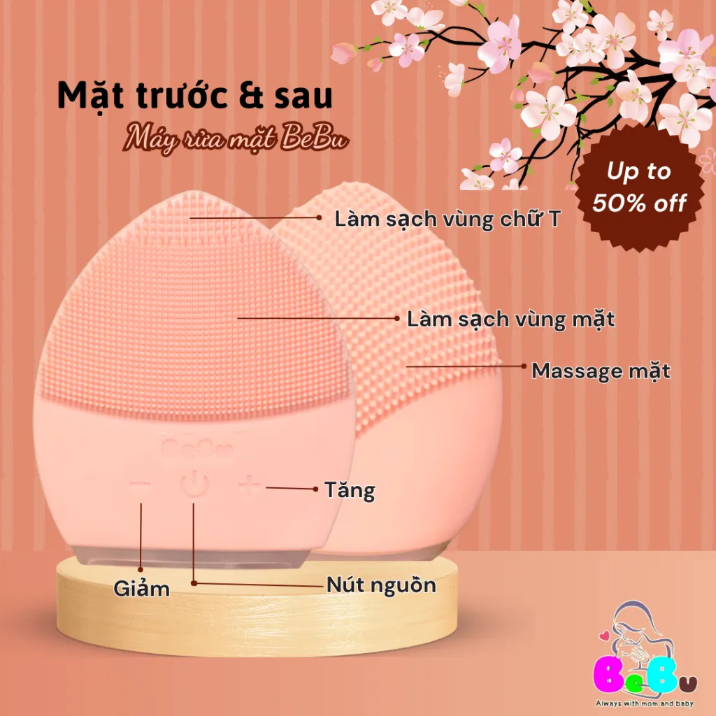 Ảnh Máy rửa mặt BEBU 100% Silicon Cao cấp làm da sạch sâu và massage mặt 2