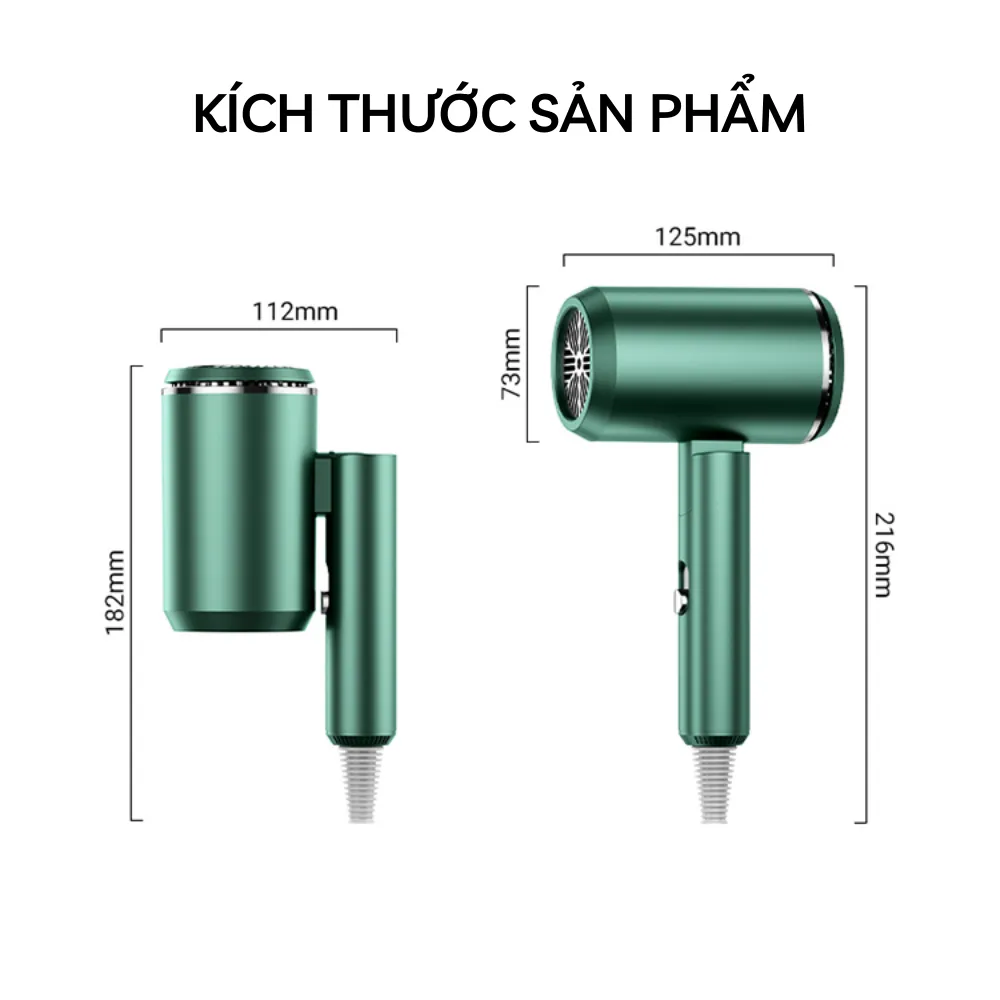 Ảnh Máy sấy tóc mini HOKU gấp gọn tạo kiểu chuyên nghiệp 2 chiều nóng lạnh 3 tốc độ gió công suất 1800W MST05 2