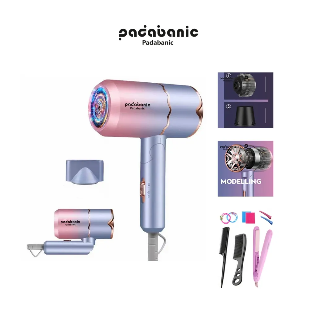 Ảnh Máy Sấy Tóc Padabanic 2900 Phát Sáng Xanh Gấp Gọn Nhỏ Gọn Tiện Lợi Sấy Tạo Kiểu Nhanh Khô 1