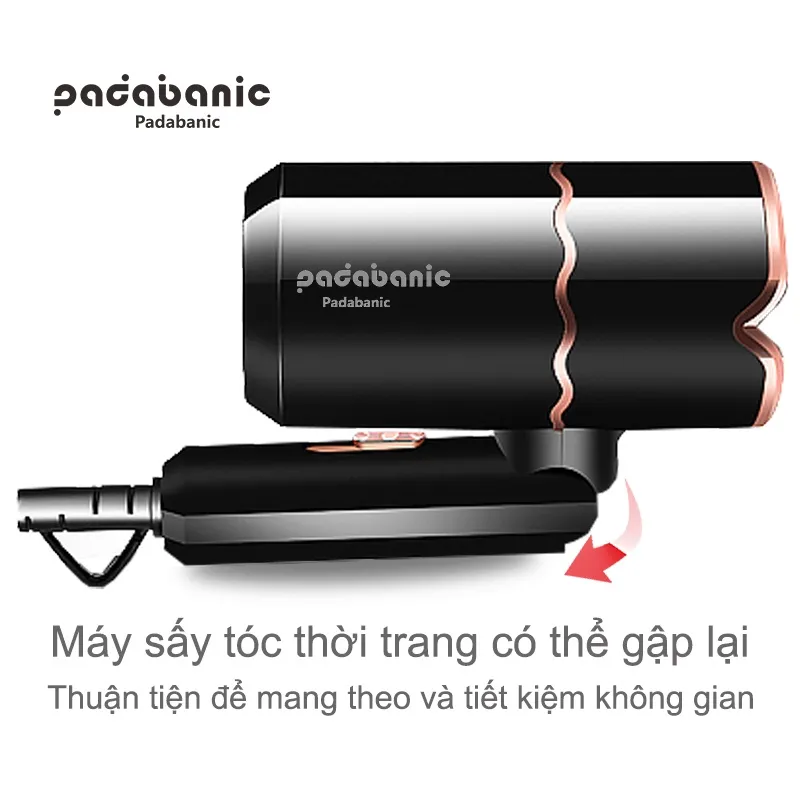 Ảnh Máy Sấy Tóc Padabanic 2900 Phát Sáng Xanh Gấp Gọn Nhỏ Gọn Tiện Lợi Sấy Tạo Kiểu Nhanh Khô 3