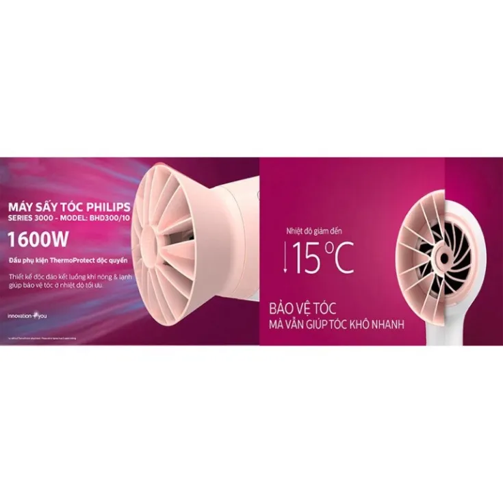 Ảnh Máy Sấy Tóc Philips BHD300/10 - 1600W Có Sấy Mát - Bảo Hành Chính Hãng 2 Năm 3