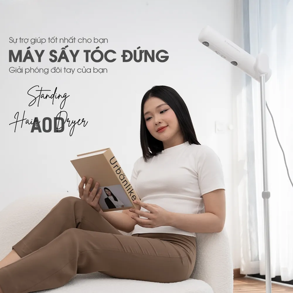 Ảnh Máy Sấy Tóc Đứng Vietnamrobovac A0D - Sấy Tóc Tự Động- Dưỡng Tóc Mềm Mượt Bằng ion Âm - Điều Chỉnh Góc 180 Độ 2