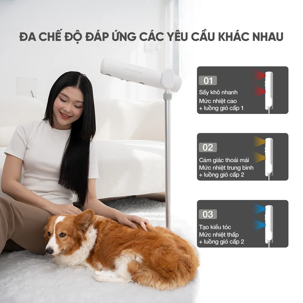 Ảnh Máy Sấy Tóc Đứng Vietnamrobovac A0D - Sấy Tóc Tự Động- Dưỡng Tóc Mềm Mượt Bằng ion Âm - Điều Chỉnh Góc 180 Độ 4