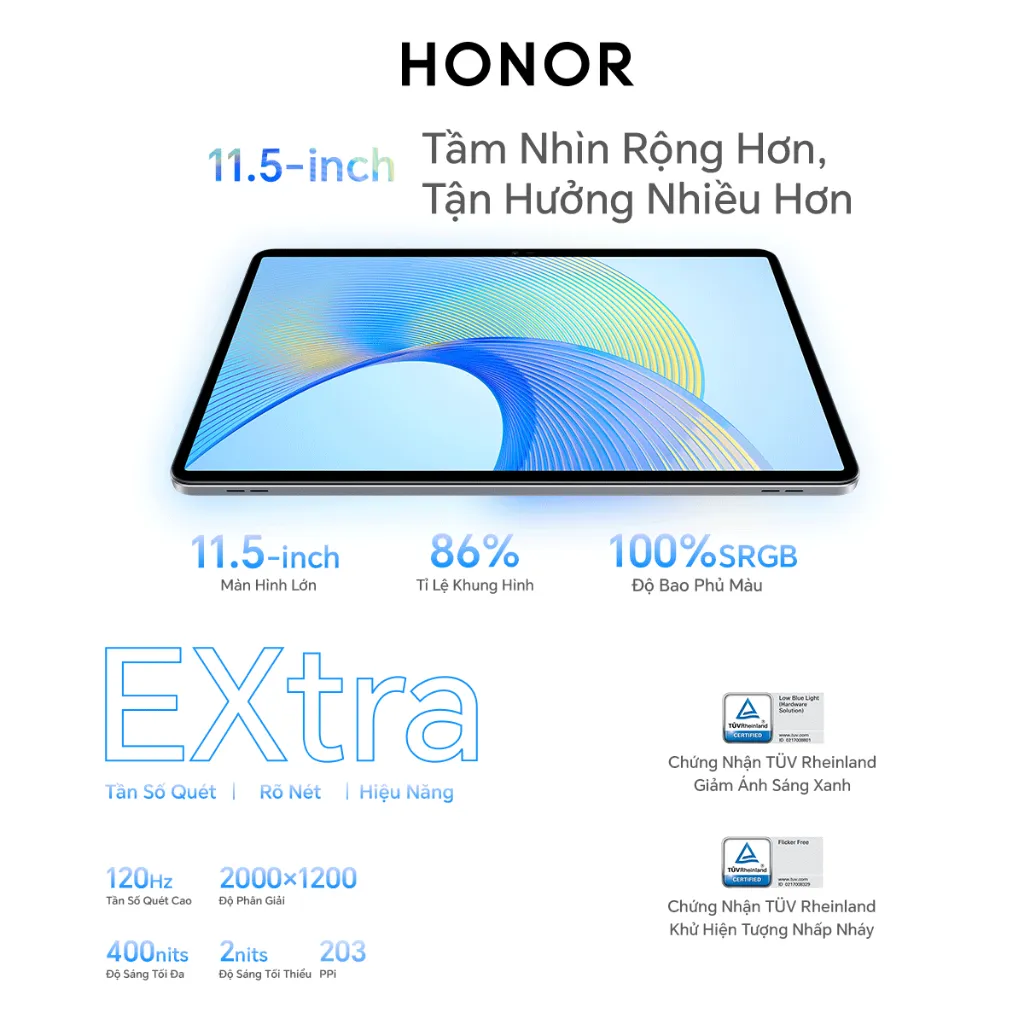 Ảnh Máy tính bảng HONOR Pad X9 (WiFi) 4GB+128GB | Màn hình 2K 11.5" 120Hz | Pin 7250mAh | BH 13 tháng 2