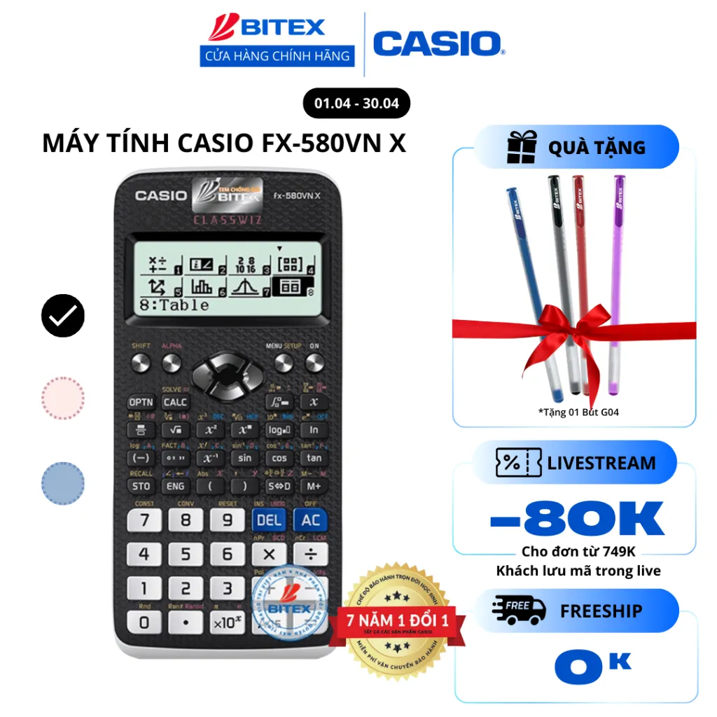 Ảnh Máy Tính Casio FX-580VN X dành cho học sinh cấp 3 cấp 2 chuyên dụng cho phòng thi dành cho thi chuyển cấp đại học 1