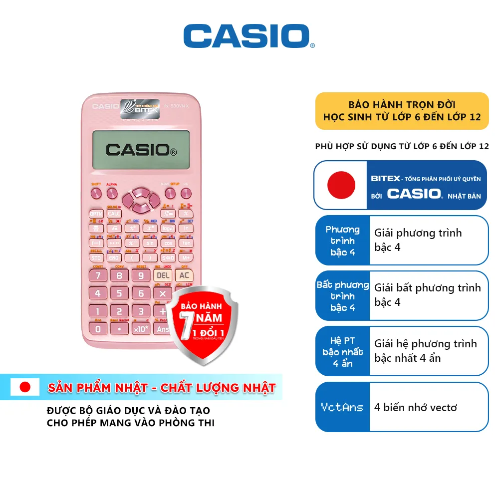 Ảnh Máy Tính Casio Fx-580VN X Sắc Màu - Hồng Trẻ Trung 2