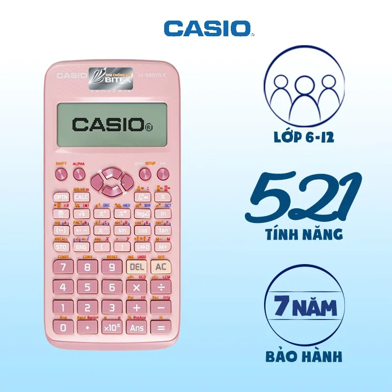 Ảnh Máy Tính Casio Fx-580VN X Sắc Màu - Hồng Trẻ Trung 3
