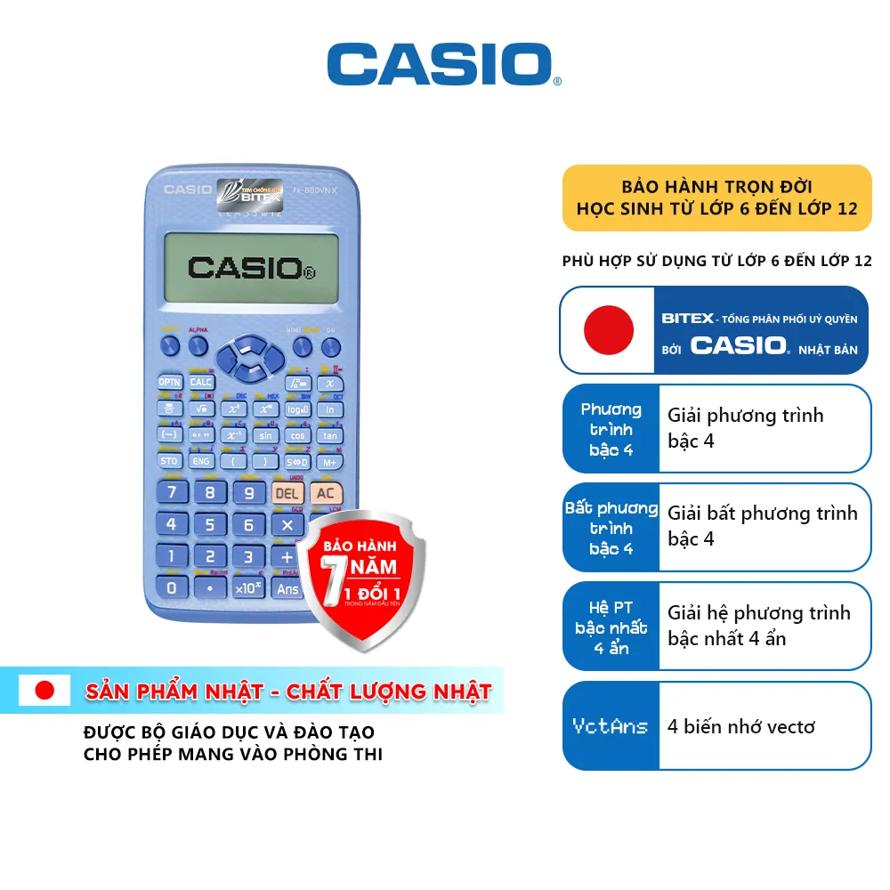 Ảnh Máy Tính Casio FX-580VN X Sắc Màu - Xanh Cá Tính 2