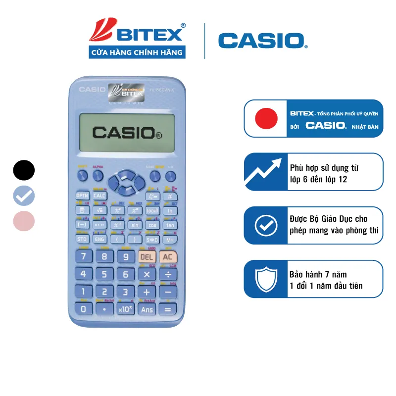 Ảnh Máy tính Casio Fx-580VNX màu đen/ xanh/ hồng dành cho học sinh, sinh viên 2