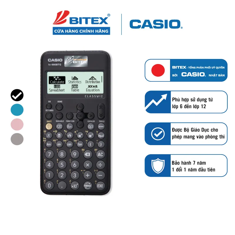 Ảnh Máy tính học sinh Casio Fx-880BTG mới nhất dành cho học sinh cấp 2 cấp 3 lớp 6 đến12 chuyên dụng mang vào phòng thi 3