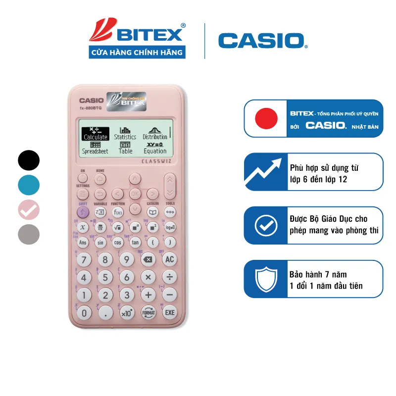 Ảnh Máy tính học sinh Casio Fx-880BTG màu hồng dành cho học sinh cấp 2 cấp 3 lớp 6 đến lớp 12 chuyên dụng mang vào phòng thi 2