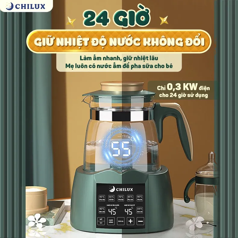 Ảnh Máy đun nước pha sữa CHILUX đa năng, hâm sữa đúng nhiệt độ, giữ ấm suốt 24H, đun nước khử clo 3