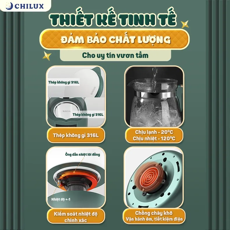 Ảnh Máy đun nước pha sữa CHILUX đa năng, hâm sữa đúng nhiệt độ, giữ ấm suốt 24H, đun nước khử clo 4