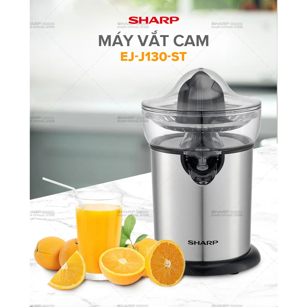 Ảnh Máy Vắt Cam Sharp EJ-J130-ST Đầu Rót Trực Tiếp - Hàng Chính Hãng Bảo Hành 12 Tháng 1