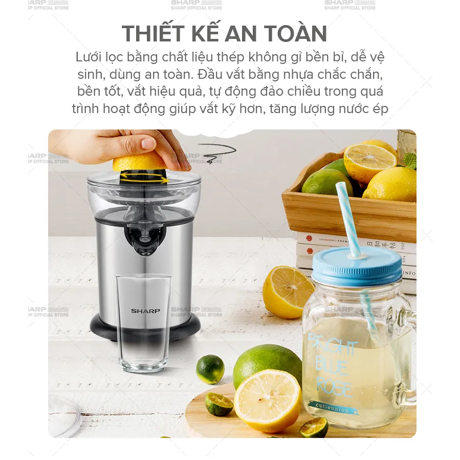 Ảnh Máy Vắt Cam Sharp EJ-J130-ST Đầu Rót Trực Tiếp - Hàng Chính Hãng Bảo Hành 12 Tháng 3