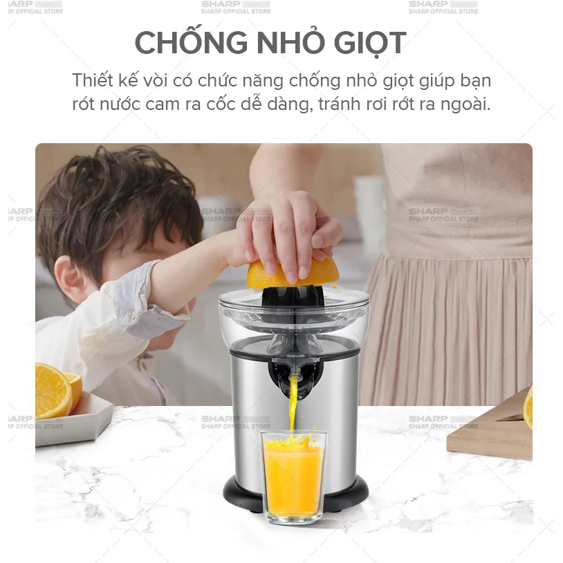 Ảnh Máy Vắt Cam Sharp EJ-J130-ST Đầu Rót Trực Tiếp - Hàng Chính Hãng Bảo Hành 12 Tháng 4