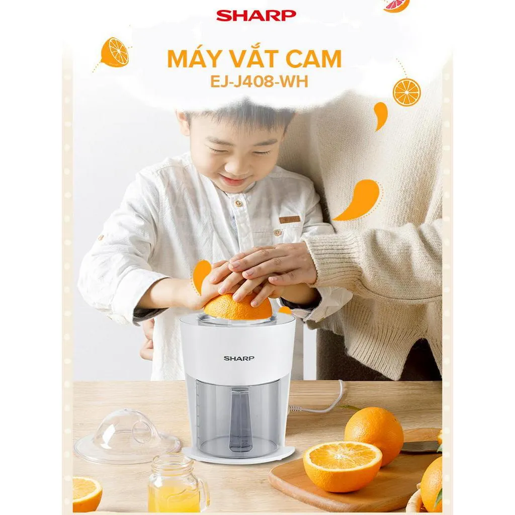 Ảnh Máy Vắt Cam Sharp EJ-J408-WH [Máy Vắt Êm Lưới Lọc Bằng Thép Không Gỉ] - BH 12 Tháng 1