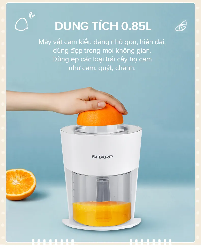 Ảnh Máy Vắt Cam Sharp EJ-J408-WH [Máy Vắt Êm Lưới Lọc Bằng Thép Không Gỉ] - BH 12 Tháng 3