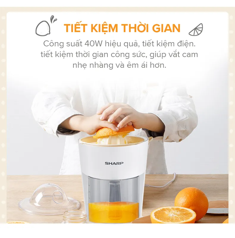 Ảnh Máy Vắt Cam Sharp EJ-J408-WH [Máy Vắt Êm Lưới Lọc Bằng Thép Không Gỉ] - BH 12 Tháng 4
