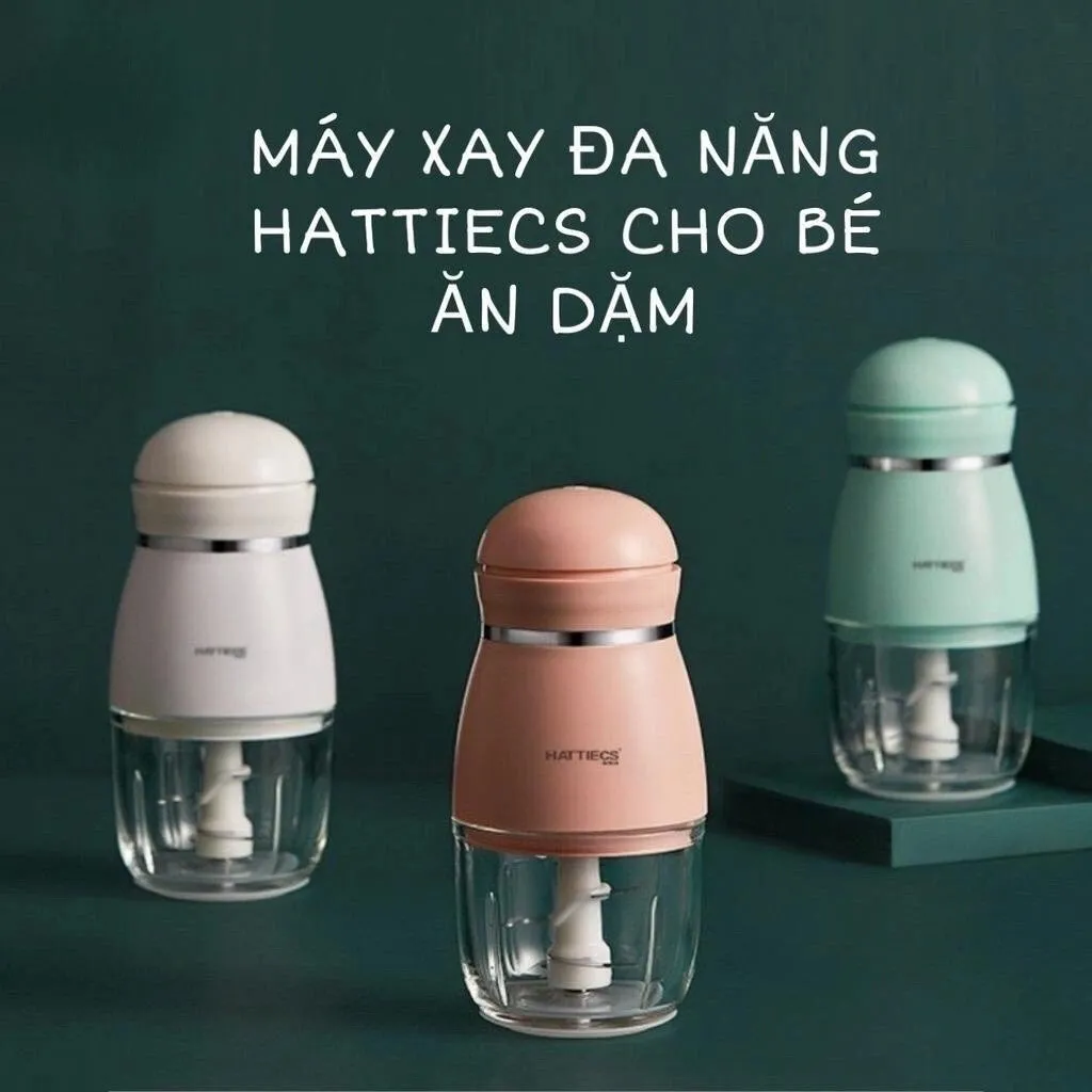 Ảnh Máy Xay Đa Năng Hattiecs Cầm Tay 8 Lưỡi Dao Chế Biến Đồ Ăn Dặm Cho Bé, Cối Thủy Tinh Xay Nhuyễn - MXY091001 - Ú Òa 1