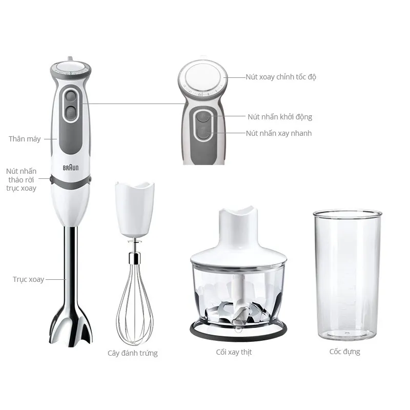 Ảnh Máy xay cầm tay Braun MQ5235, Công suất 1000w, xay nhanh. BH 24 tháng. 2
