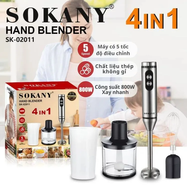 Ảnh Máy xay sinh tố cầm tay đa năng SOKANY SK-02011 đa năng 4in1, nhiều chức năng, xay cực khỏe 1