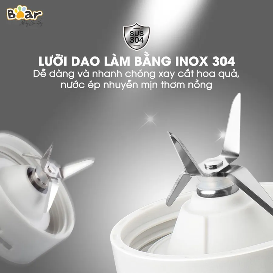 Ảnh Máy Xay Sinh Tố Cầm Tay Bear Dung Tích 600ml Máy Xay Sinh Tố Mini Cầm Tay Máy Say Sinh Tố 3 Cối Máy Say Hoa Quả  D04A1 4