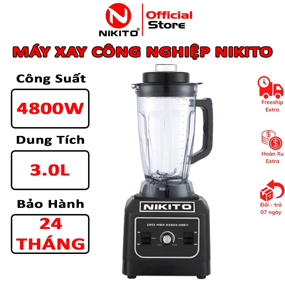 Ảnh Máy Xay Sinh Tố Công Nghiệp NIKITO 4800W chuyên dụng nhà hàng, khách sạn, quán coffee, xay đá, rau má,thịt cá.. 1