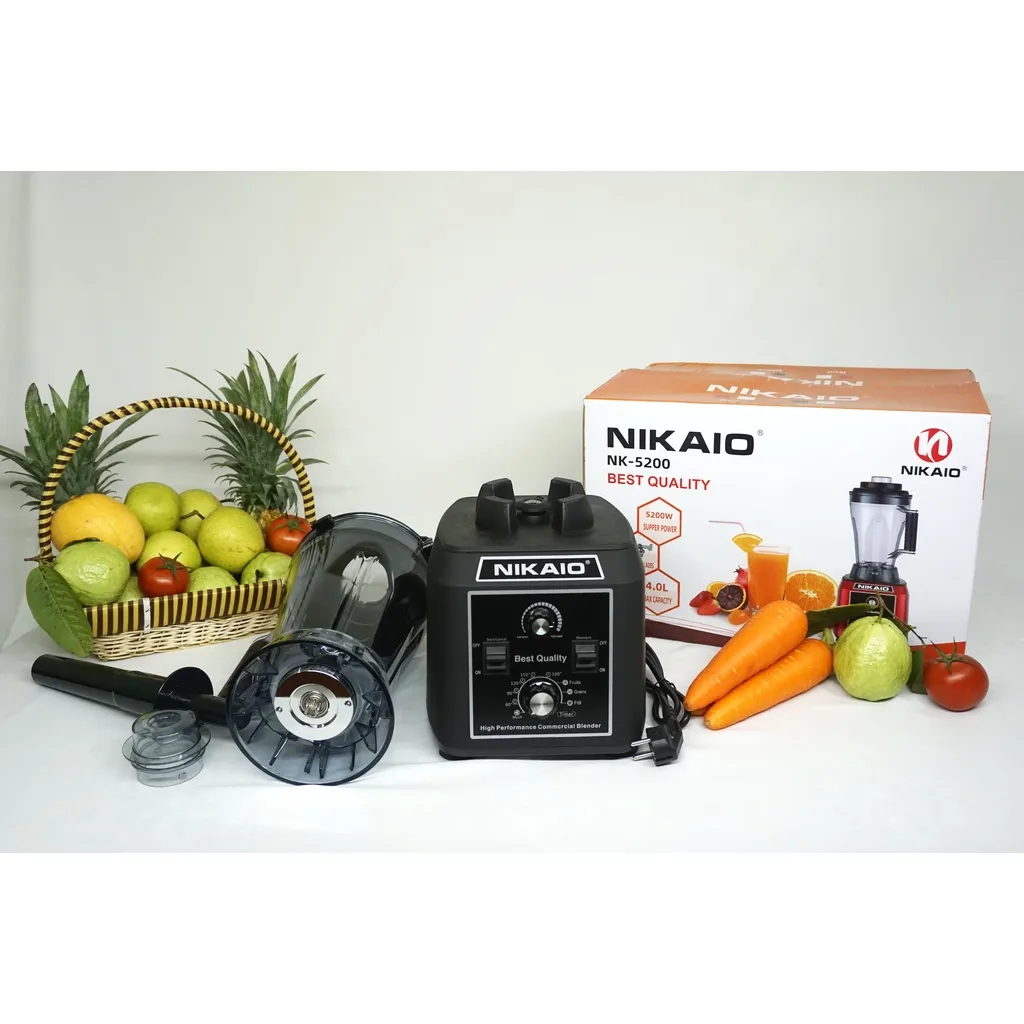 Ảnh Máy xay sinh tố công nghiệp NIKAIO 5200W Bảo hành 24T xay đá thịt cá, rau củ quả, sinh tố, ngũ cốc, đồ khô, xay rau má. 4