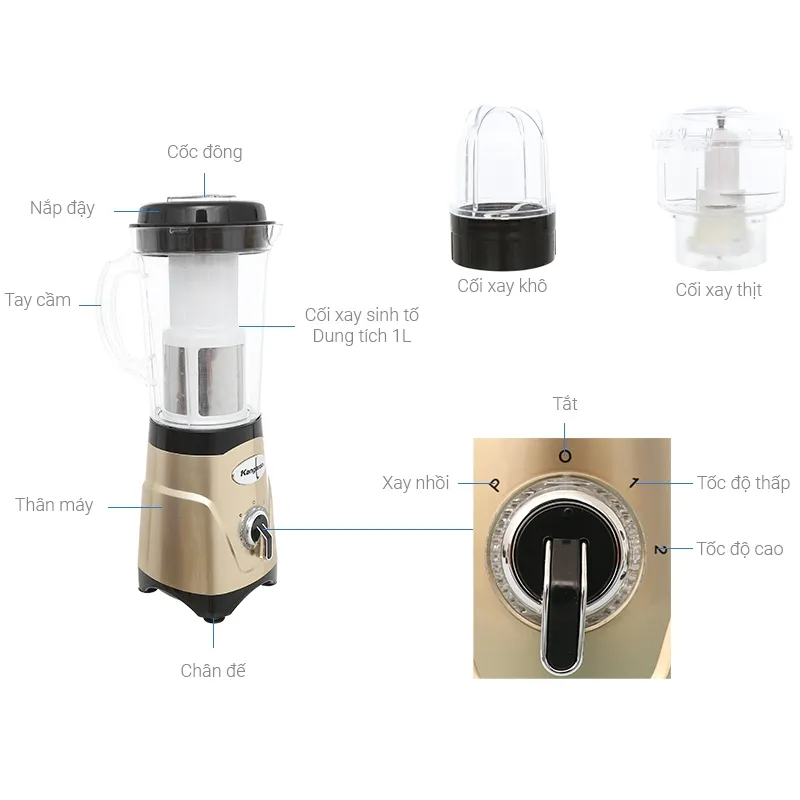 Ảnh Máy xay sinh tố đa năng 3 cối Kangaroo KG3B6M 2