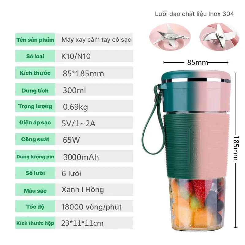 Ảnh Máy xay sinh tố Jiashi DELADEP cầm tay mini 6 lưỡi đa năng dung lượng pin lớn 3000mAh xay hoa quả, thực phẩm MXS02 1