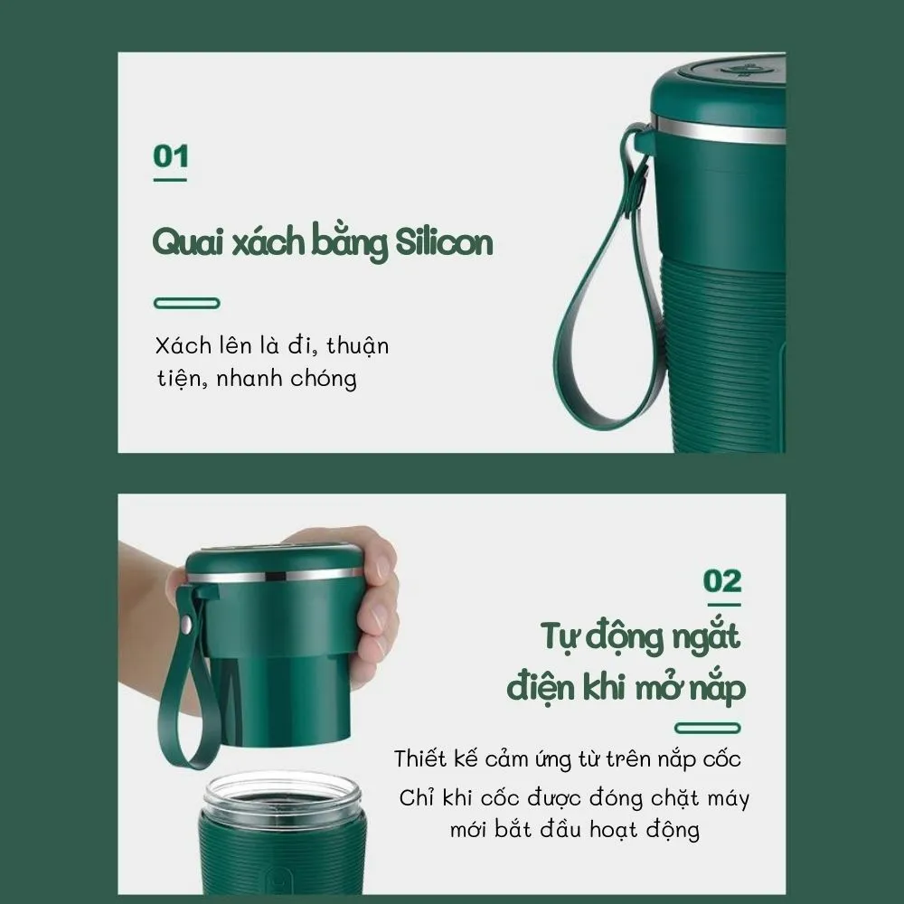 Ảnh Máy xay sinh tố Jiashi DELADEP cầm tay mini 6 lưỡi đa năng dung lượng pin lớn 3000mAh xay hoa quả, thực phẩm MXS02 3