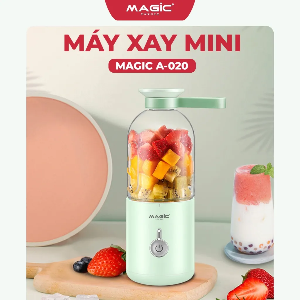 Ảnh Máy Xay Sinh Tố Mini Cầm Tay 350ml Magic A-020, Lưỡi Dao 6 Cánh Inox, Dung Lượng Pin 1500mAh 2