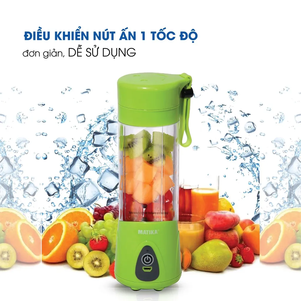 Ảnh Máy Xay Sinh Tố Mini MATIKA 380 ml Có Cổng Sạc USB MTK-3138 4