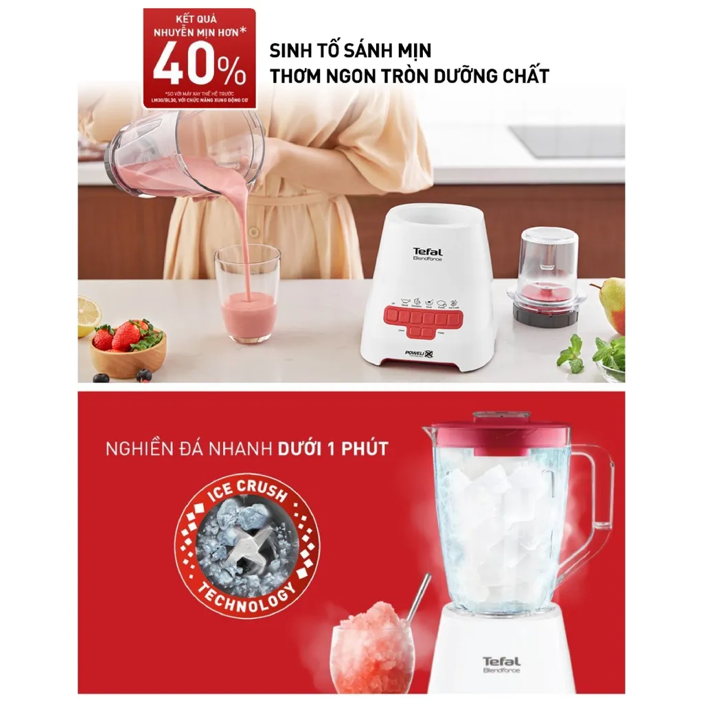 Ảnh Máy xay sinh tố Tefal Blendforce Piano BL477566 - Đỏ 3
