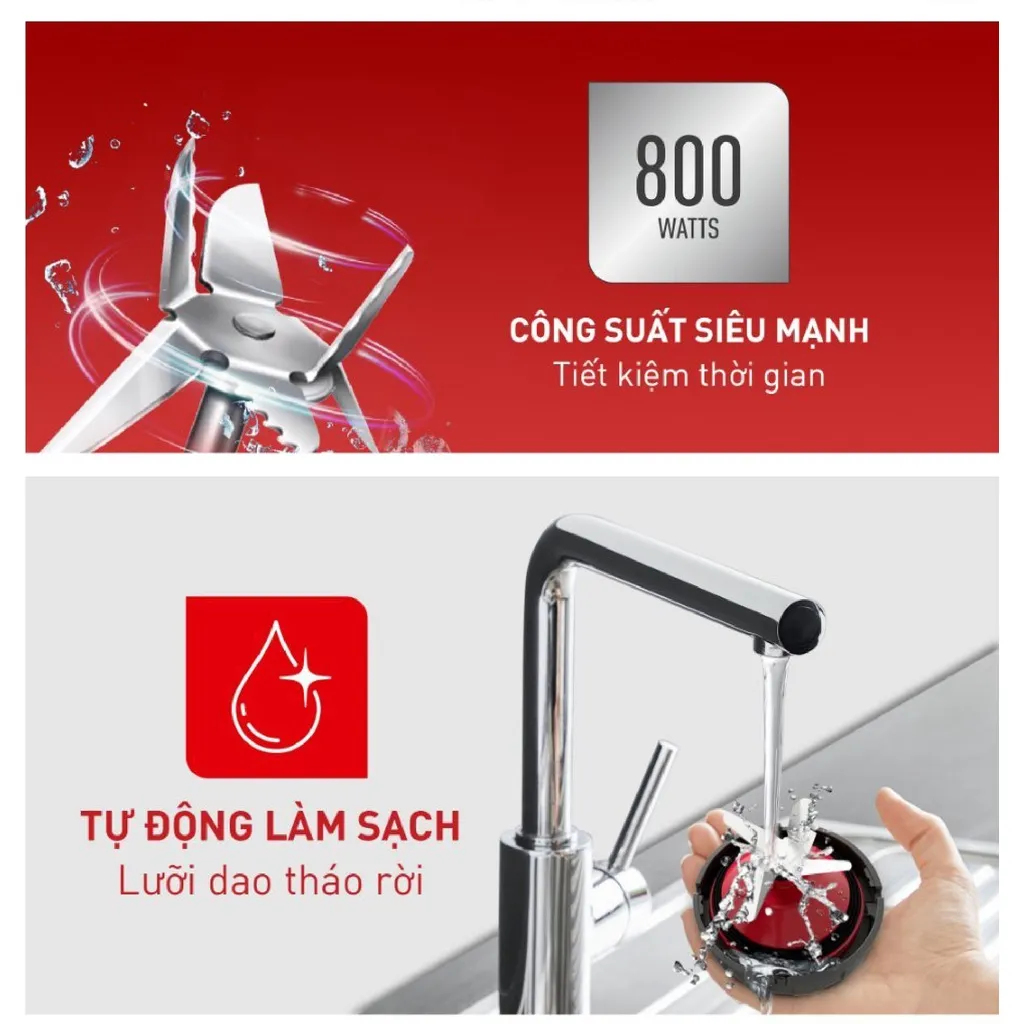 Ảnh Máy xay sinh tố Tefal Blendforce Piano BL477566 - Đỏ 4