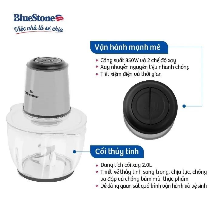 Ảnh Máy Xay Thịt 2 Lưỡi Dao Kép 2 Lít BlueStone CHB-5145 2