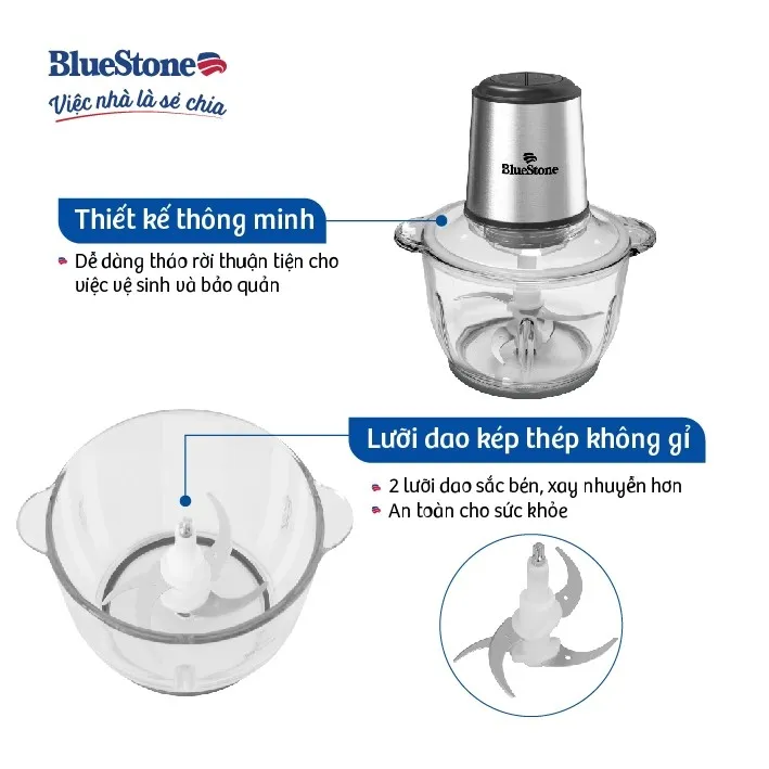 Ảnh Máy Xay Thịt 2 Lưỡi Dao Kép 2 Lít BlueStone CHB-5145 3