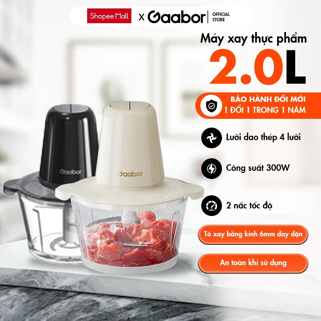 Ảnh Máy xay thịt đa năng Gaabor MG-15M01A/02A công suất 300W cối thủy tinh dao 4 lưỡi xay ăn dặm nhuyễn 2