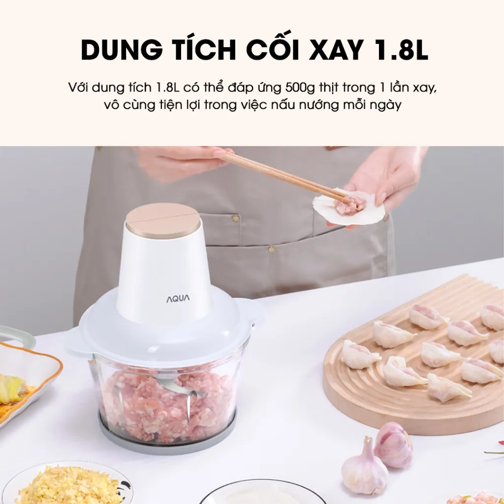 Ảnh Máy xay thịt Aqua GGS201R cối thuỷ tinh, dung tích 1.8L xay cua, thịt cá rau củ - Bảo hành 12 tháng 4