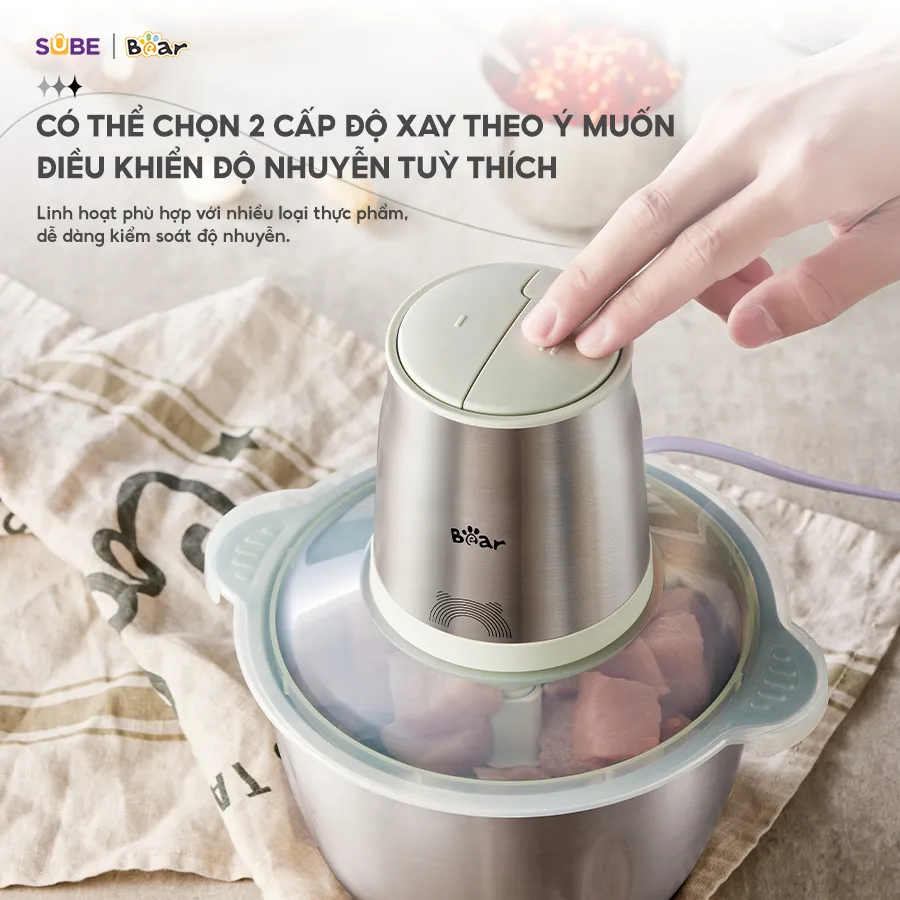Ảnh Máy Xay Thịt Bear Máy Xay Thịt Đa Năng Cối Xay Thịt Máy Xay Nhanh Xay Nhuyễn Thịt Cá Xay Mạnh Mẽ 4 Lưỡi Dao CH-4H03F 2