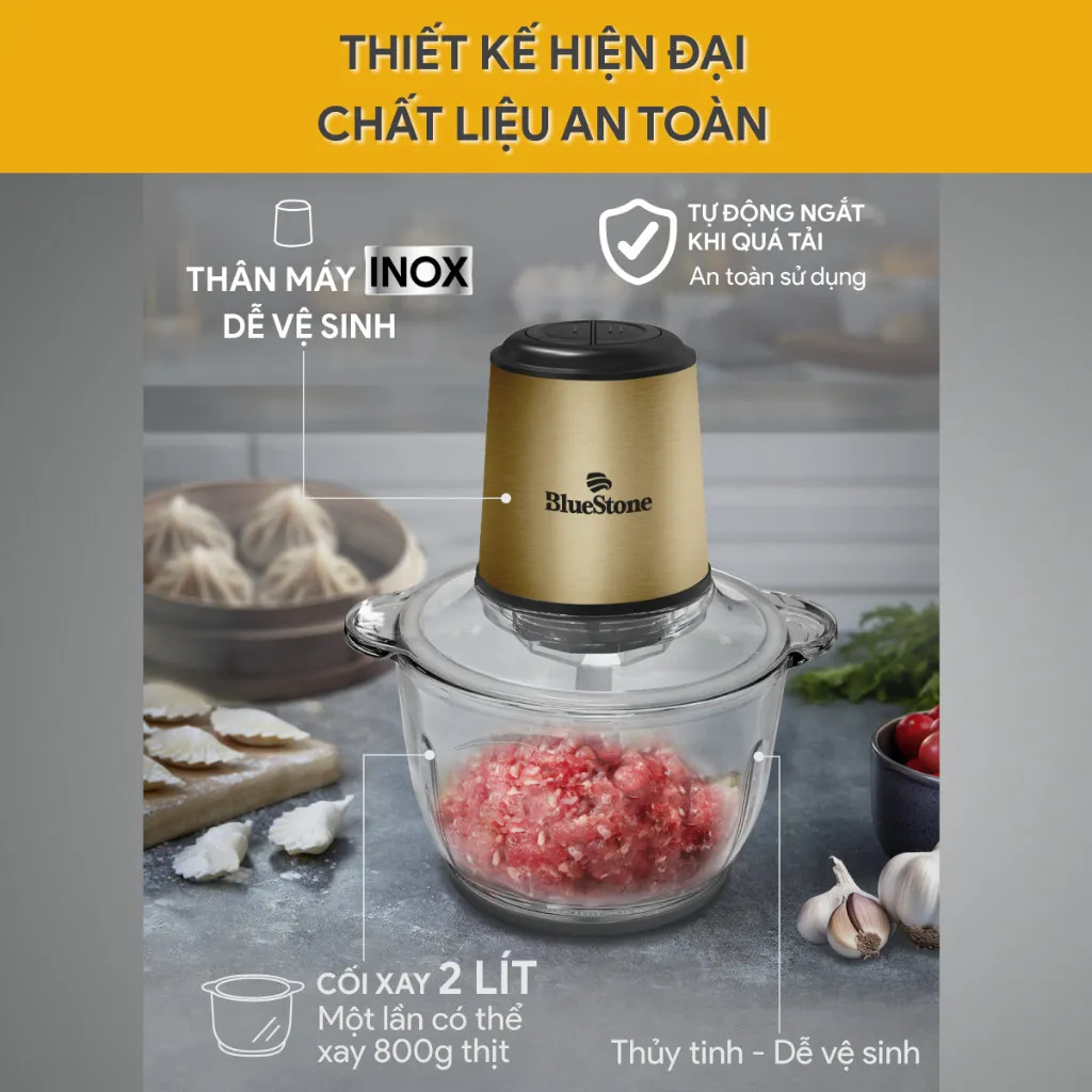 Ảnh Máy Xay Thịt BlueStone 2 Lưỡi Dao Kép CHB-5148 - 2 Lít - 350W - Cối thủy tinh 4